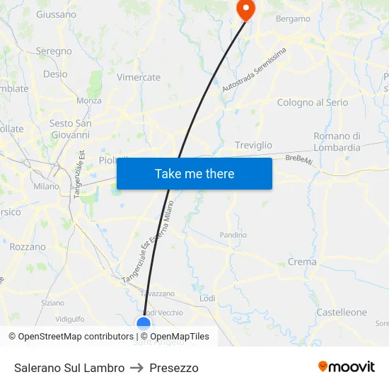 Salerano Sul Lambro to Presezzo map