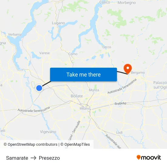 Samarate to Presezzo map