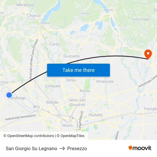 San Giorgio Su Legnano to Presezzo map
