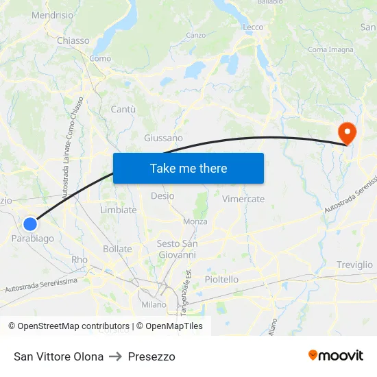 San Vittore Olona to Presezzo map