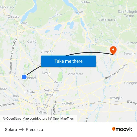 Solaro to Presezzo map