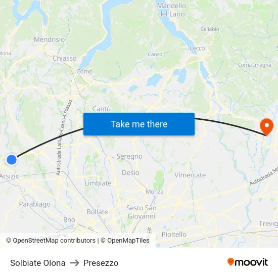 Solbiate Olona to Presezzo map