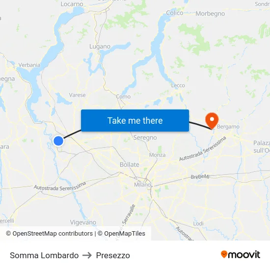 Somma Lombardo to Presezzo map