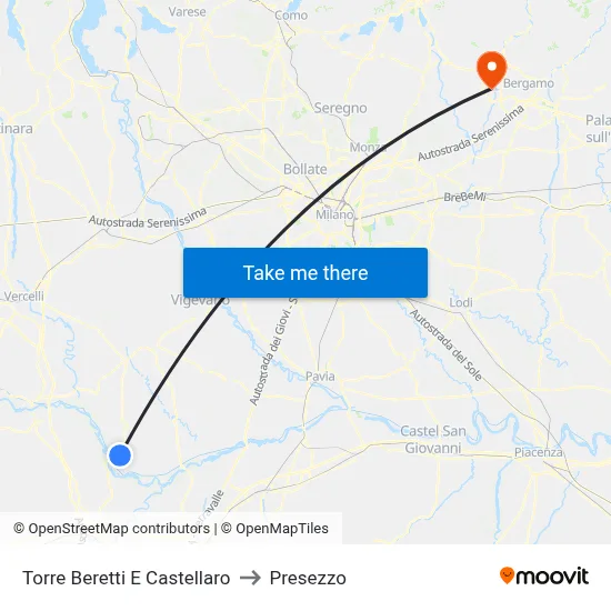Torre Beretti e Castellaro to Presezzo map