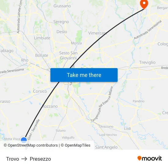 Trovo to Presezzo map
