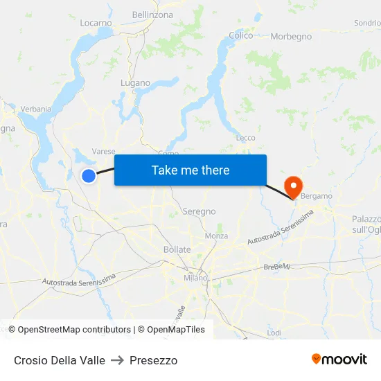 Crosio Della Valle to Presezzo map