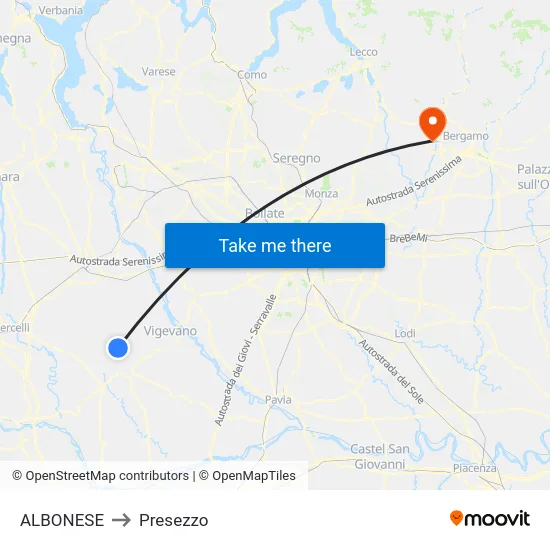 ALBONESE to Presezzo map
