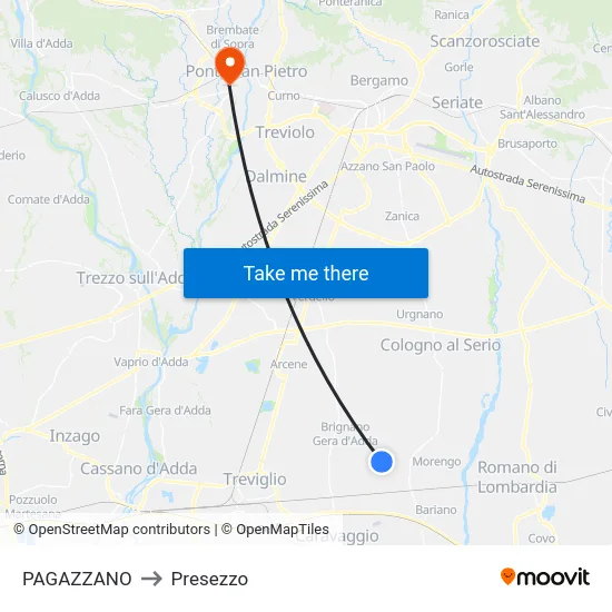 PAGAZZANO to Presezzo map