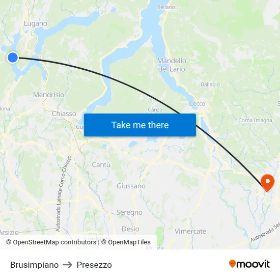 Brusimpiano to Presezzo map