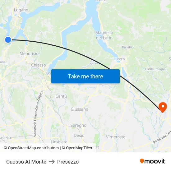 Cuasso Al Monte to Presezzo map