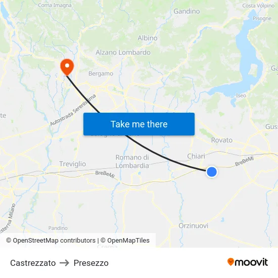 Castrezzato to Presezzo map