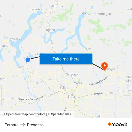 Ternate to Presezzo map