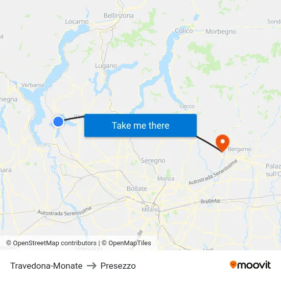 Travedona-Monate to Presezzo map