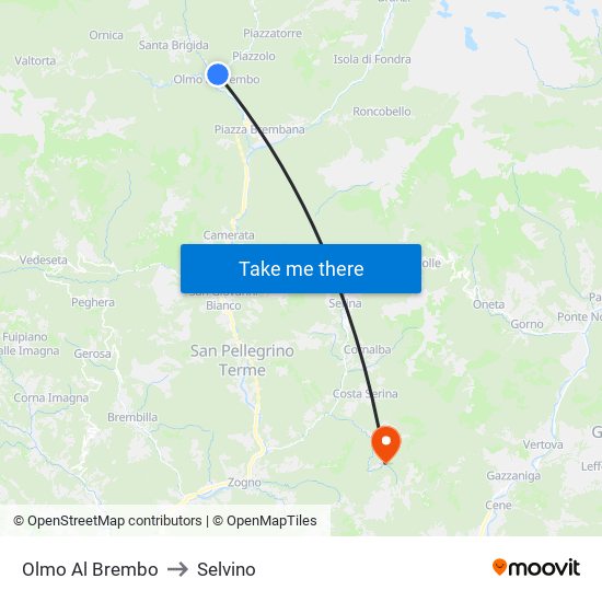 Olmo Al Brembo to Selvino map