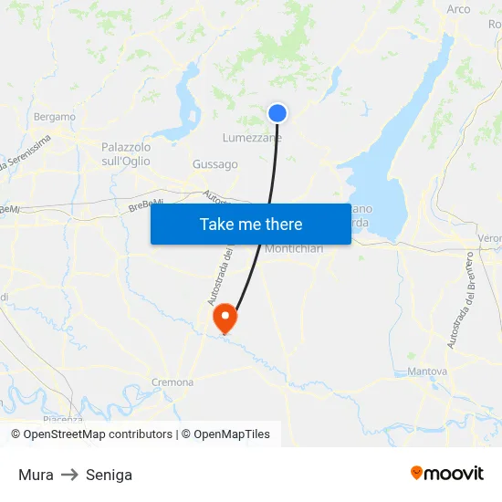 Mura to Seniga map