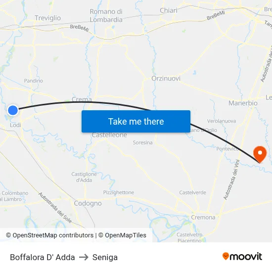 Boffalora D'Adda to Seniga map