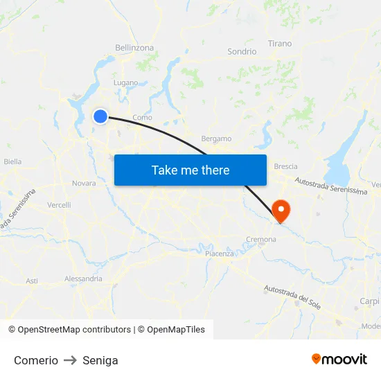 Comerio to Seniga map