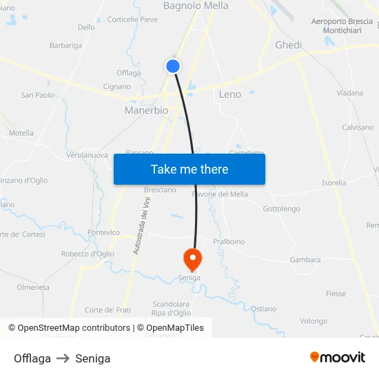 Offlaga to Seniga map