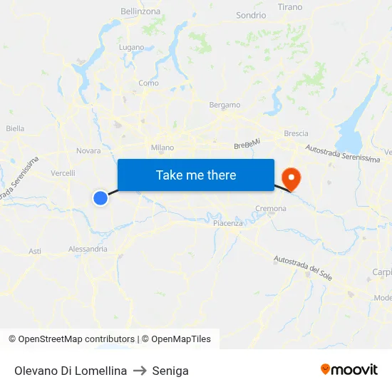Olevano Di Lomellina to Seniga map