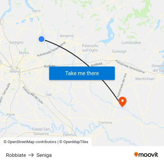 Robbiate to Seniga map