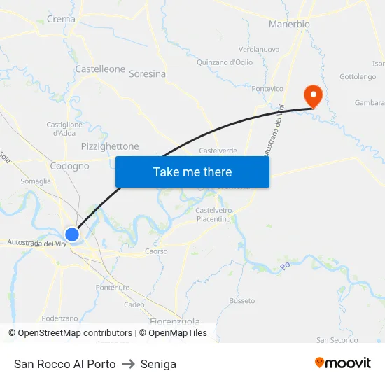 San Rocco Al Porto to Seniga map