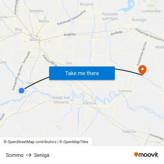 Sommo to Seniga map