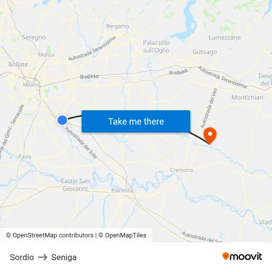 Sordio to Seniga map