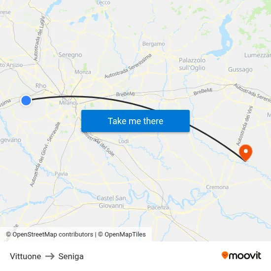 Vittuone to Seniga map