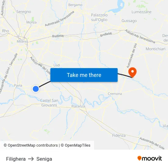 Filighera to Seniga map
