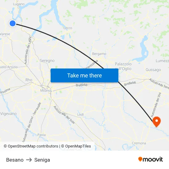 Besano to Seniga map