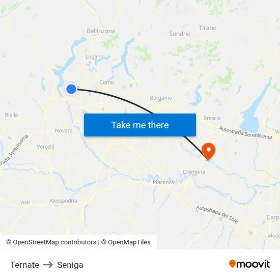 Ternate to Seniga map
