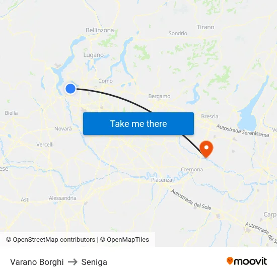 Varano Borghi to Seniga map