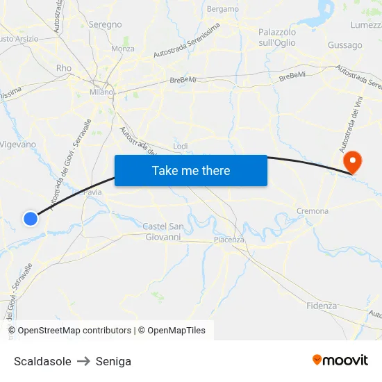 Scaldasole to Seniga map
