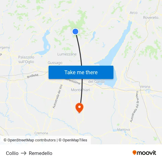 Collio to Remedello map