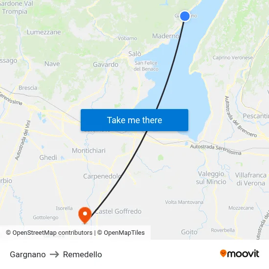 Gargnano to Remedello map