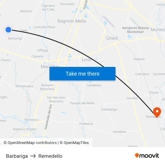 Barbariga to Remedello map