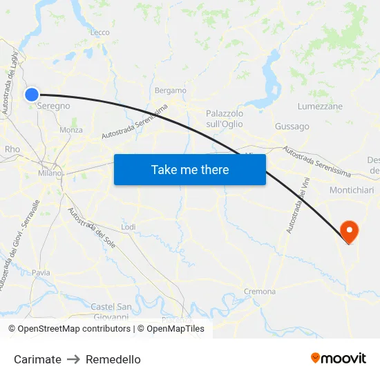 Carimate to Remedello map