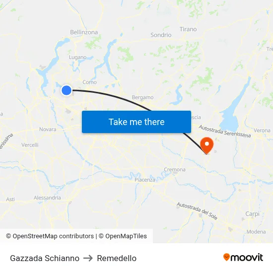Gazzada Schianno to Remedello map