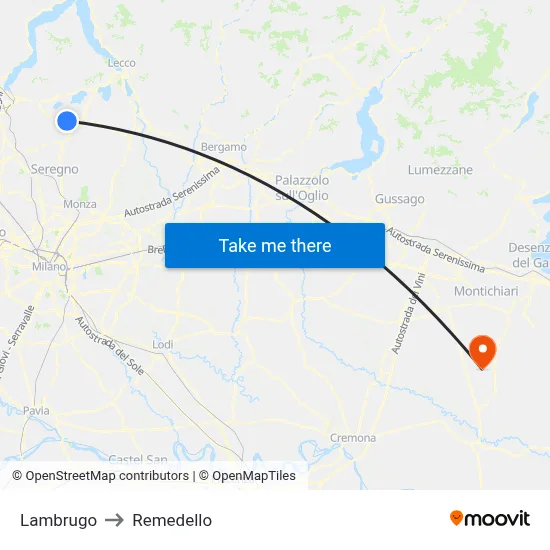 Lambrugo to Remedello map