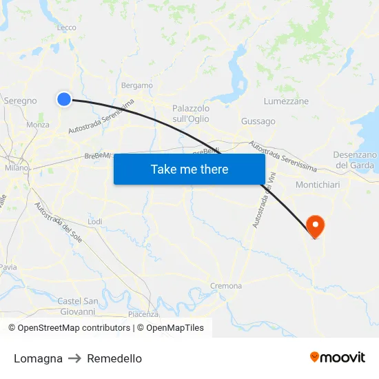 Lomagna to Remedello map