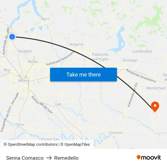 Senna Comasco to Remedello map