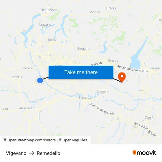Vigevano to Remedello map