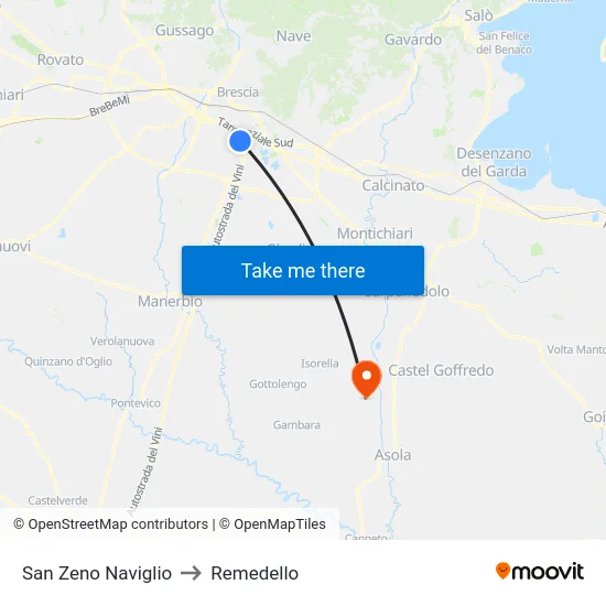 San Zeno Naviglio to Remedello map