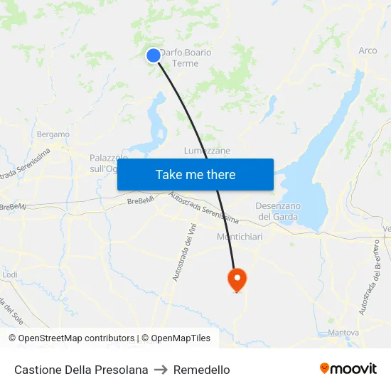 Castione Della Presolana to Remedello map