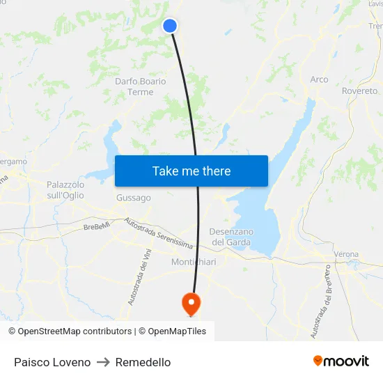 Paisco Loveno to Remedello map