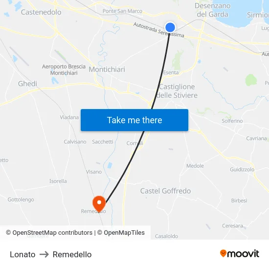 Lonato to Remedello map