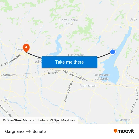 Gargnano to Seriate map