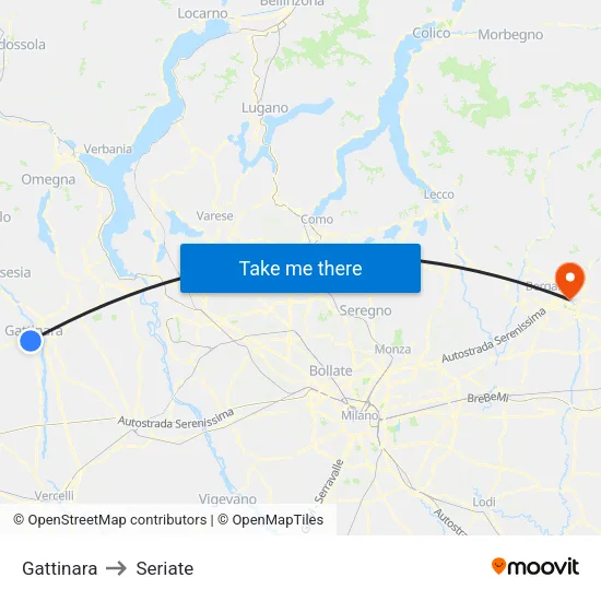 Gattinara to Seriate map