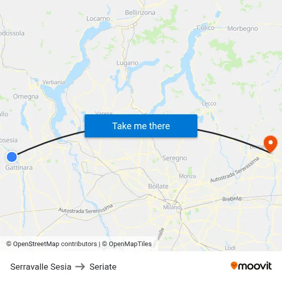 Serravalle Sesia to Seriate map
