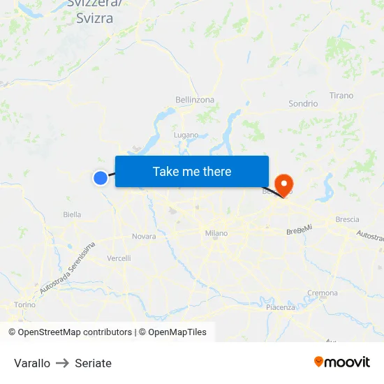 Varallo to Seriate map